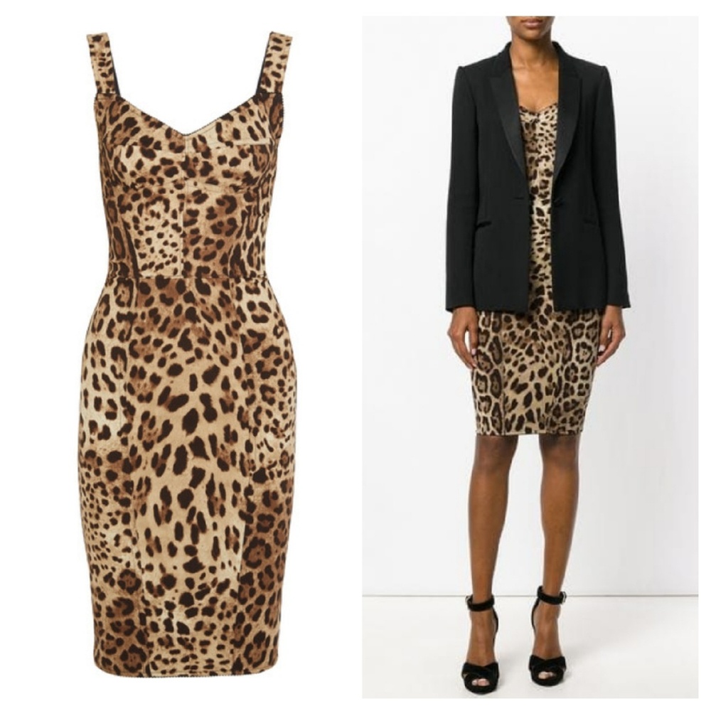 Dolce & Gabbana | Paneled Leopard Cady Dress - Picture 2 of 8